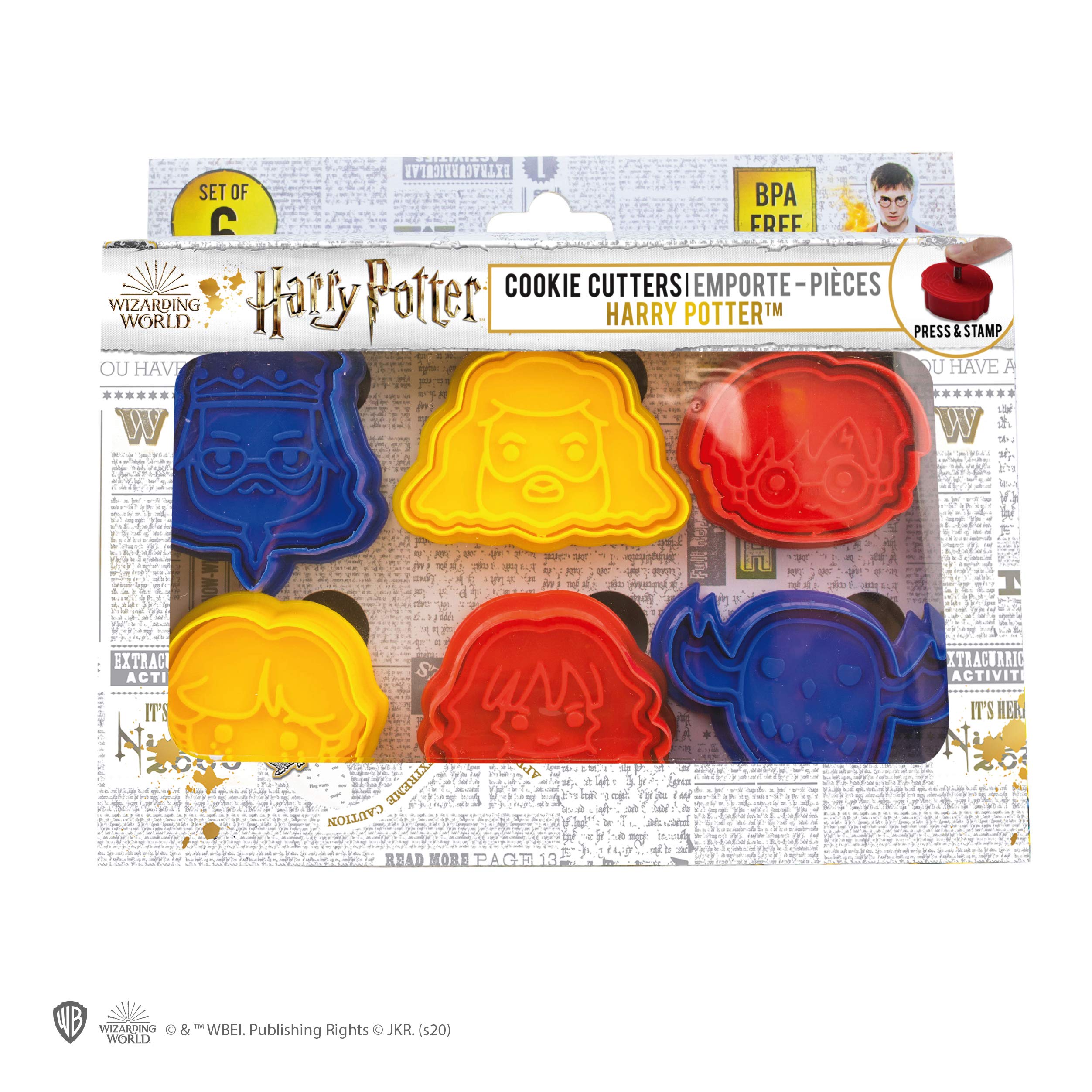 Cinereplicas Harry Potter - Cookie Cutters - Set of 6 - Official - Blue, Red, Yellow