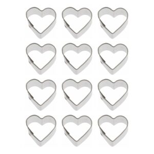 1 dozen/12 count mini heart 1 inch cookie cutters from the cookie cutter shop – tin plated steel cookie cutters