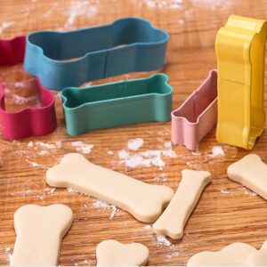 Cookie Cutter Dog Bone Shape Set, Amison Stainless Steel Metal Dog Bone Shape Cutters Colorful BPA Free 5 In 1