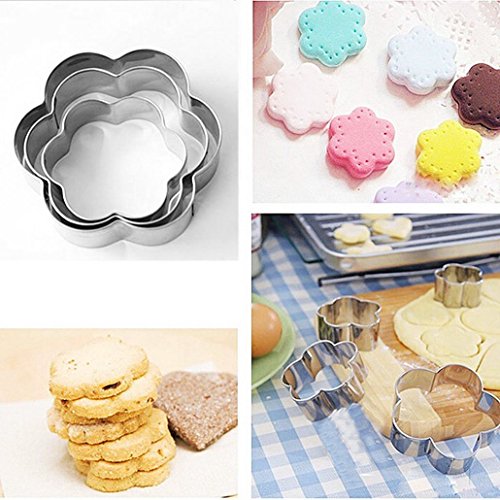 Cookie Cutters Pastry Biscuit Cutters, 12 Pcs Metal Stainless Steel Heart Star Circle Flower Shaped Mould