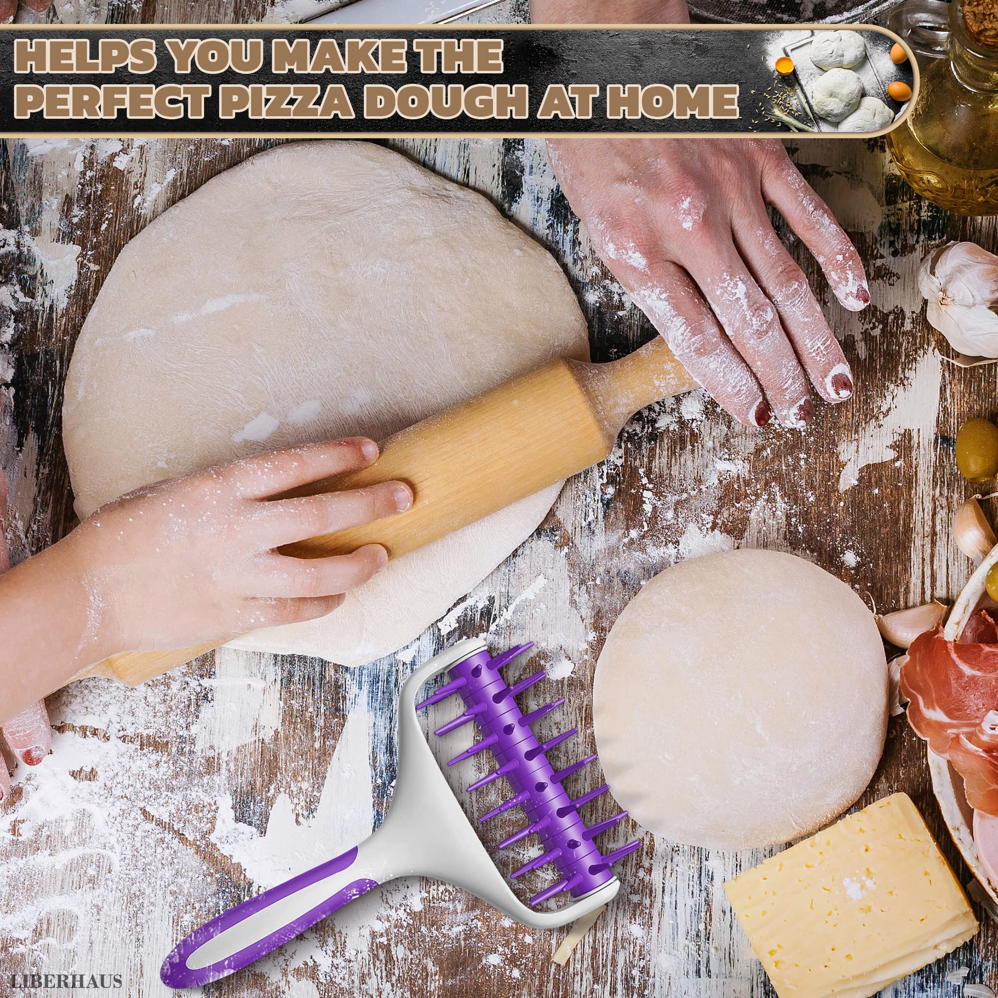 Plastic Pie Dough Pizza Dough Roller - Pizza Dough Docker Roller for Pizza Making Accessories Pizza Crust Dough Pie Baking Accessories - Plastic Kitchen Baking Pie Crust Dough Docker for Crackers