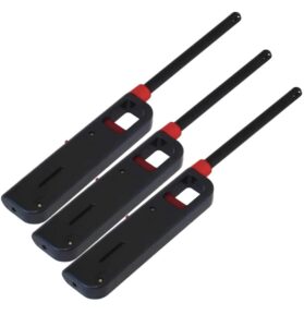 3 pack - fuel included handi bbq grill click flame long stem lighter - refillable butane gas candle fireplace kitchen stove wind resistant, red