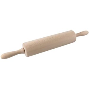 fackelmann rolling pin wooden with bearings, brown, 2.36" x 17.32"