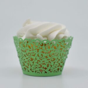 bakell green lace cupcake wrapper | 25 pc set | fits standard cupcake wrappers