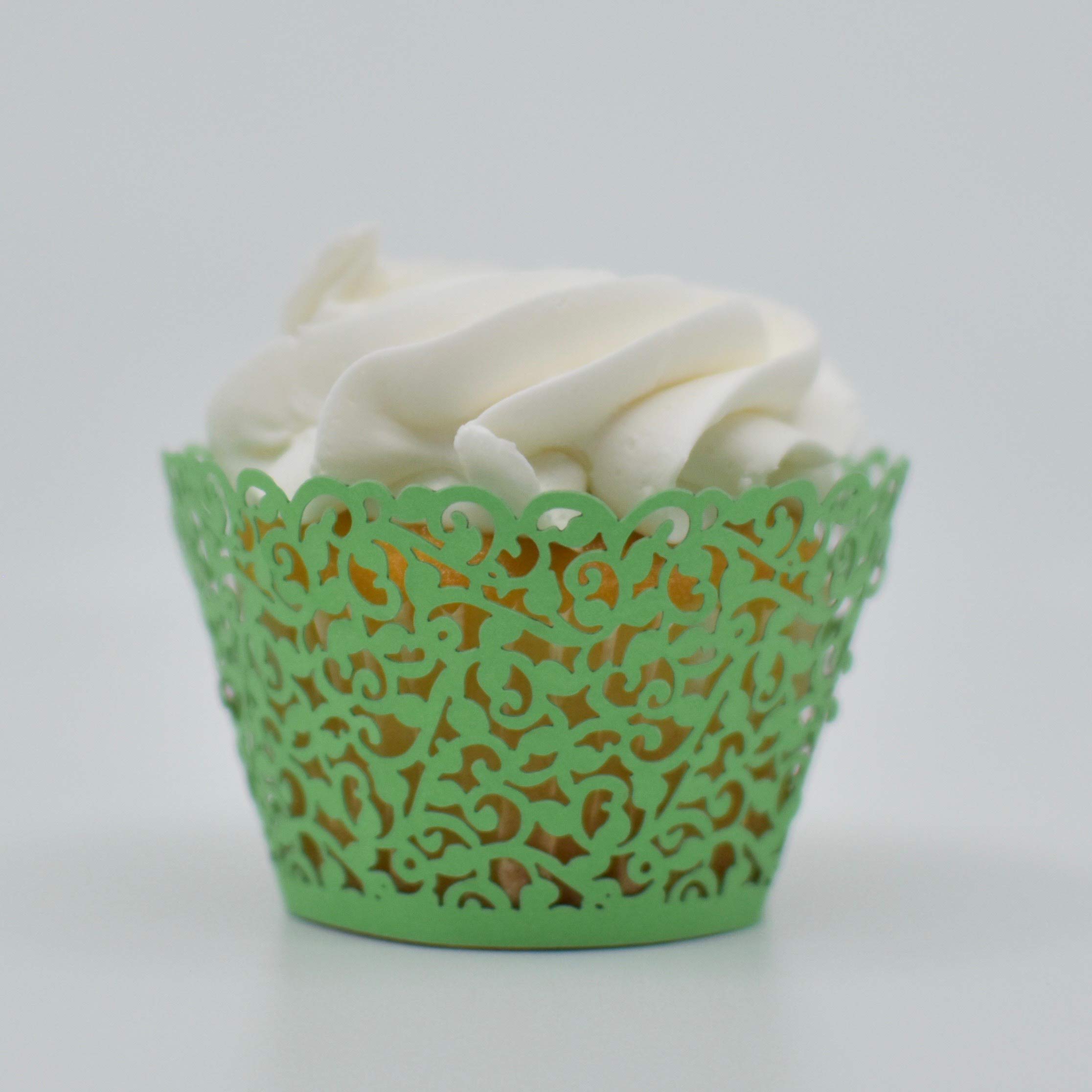 Bakell Green Lace Cupcake Wrapper | 25 PC Set | Fits Standard Cupcake Wrappers