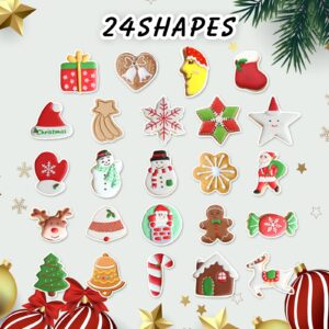 24PCS Christmas Cookie Cutter Set, Stainless Steel Xmas Biscuit Cutter Mold, DIY Baking Pastry Tool Small Biscuit Mold, Snowman Christmas Tree Gingerbread Man Snowflake Candy & More Shapes for Baking