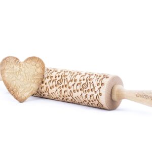 Rolling Pin Embossed with CRAZY NOTES Pattern for Baking Engraved Cookies Size Large 16.9 inch