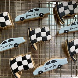 Hwy Route 66 Cookie Cutter 5 Piece Set from The Cookie Cutter Shop - Circle Wheel/Tire, Flag, Route 66 Sign, Square Plaque, Race Car Cookie Cutters – Tin Plated Steel Cookie Cutters