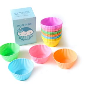 Muffinboi by XNM Creations, Premium Grade Silicone Cupcake and Muffin Liner Molds Baking Cups (Pastel), Pack of 24