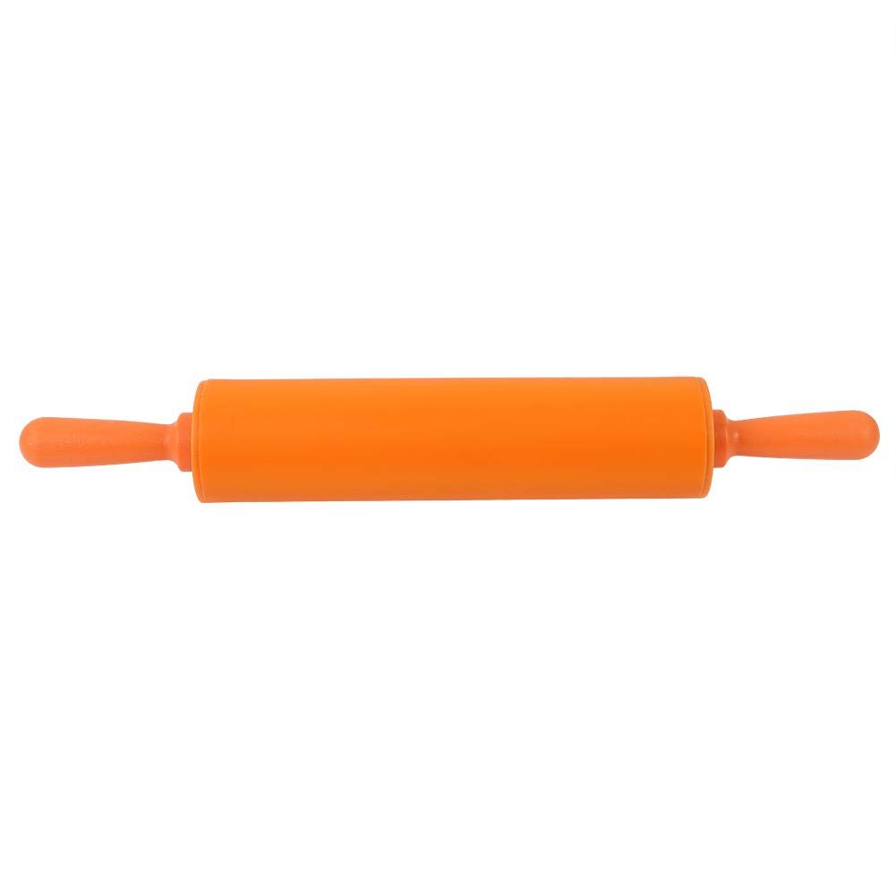 Silicone Rolling Pin Non-Stick DIY Dumpling Roller Bread Cookie Rolling Pin for Baking, Pastry Dough Roller, Fondant, Pizza, etc(Orange)