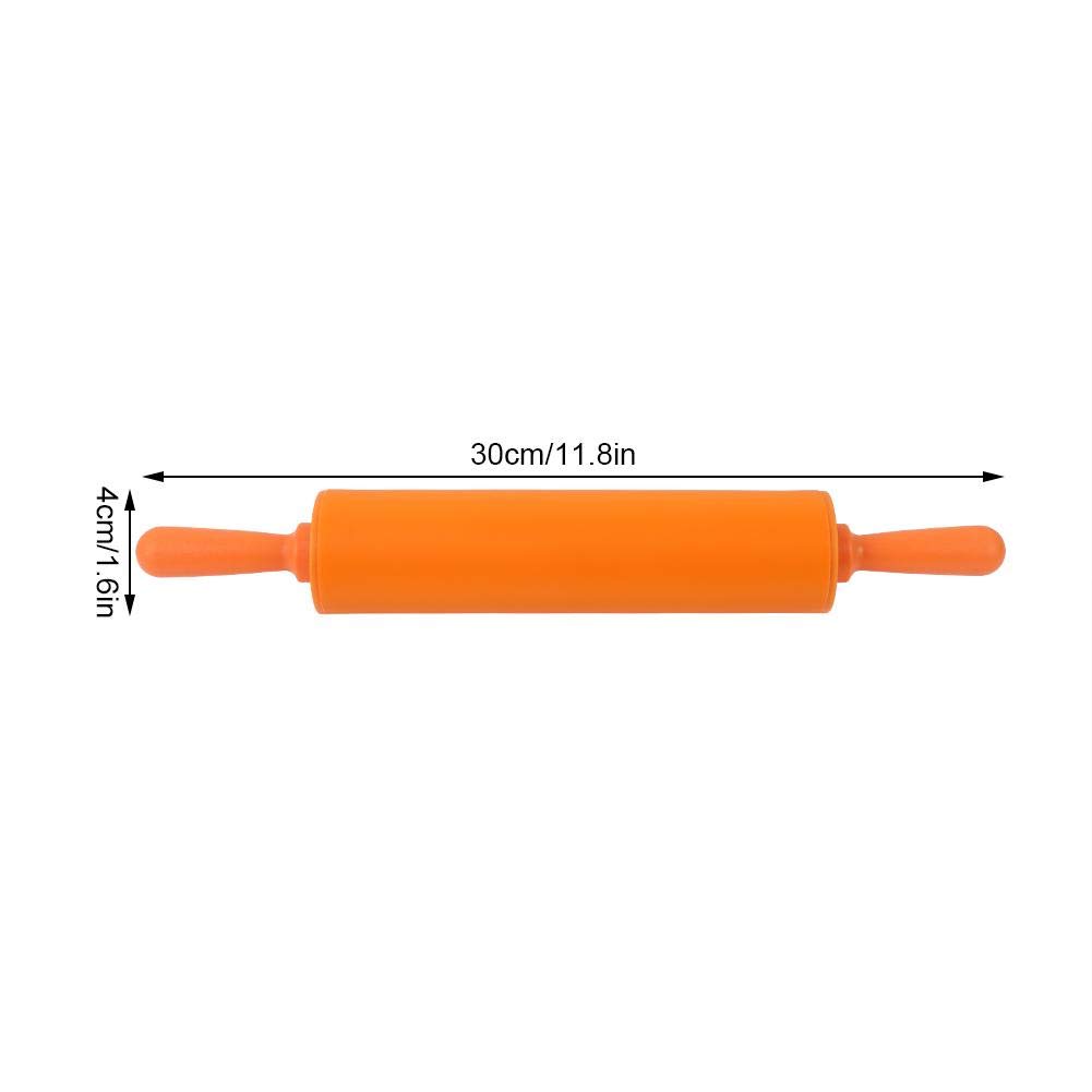 Silicone Rolling Pin Non-Stick DIY Dumpling Roller Bread Cookie Rolling Pin for Baking, Pastry Dough Roller, Fondant, Pizza, etc(Orange)