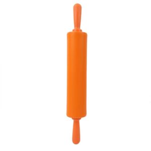 Silicone Rolling Pin Non-Stick DIY Dumpling Roller Bread Cookie Rolling Pin for Baking, Pastry Dough Roller, Fondant, Pizza, etc(Orange)