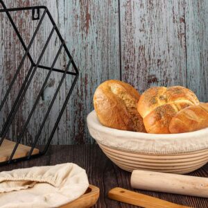 6 Pieces Round and Oval Bread Banneton Proofing Basket Cloth Liner Set 9 Inch and 10 Inch Brotform Proofing Cloth Liner Natural Rattan Baking Dough Baskets Cover for Baking Supplies