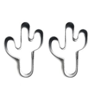 (2 pack) cactus shape cookie cutters stainless steel fondant molds cutters (2" wide x 2.75" tall) southwest party