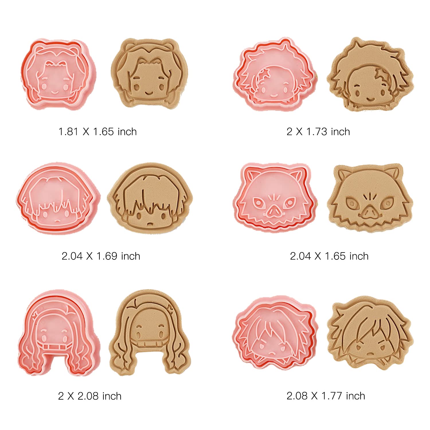 Anime Slayer Cookie Cutter With Plunger Stamps Set,6 Piece Stamped Embossed Cookie Cutter Molds for Biscuit Fondant Cheese Baking Molds