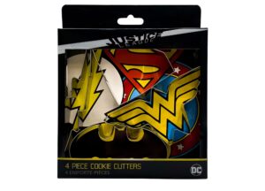 seven20 justice league wonder woman, batman, flash and superman cookie cutter set (4 pieces)