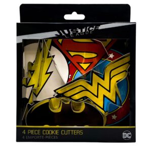 Seven20 Justice League Wonder Woman, Batman, Flash and SuperMan Cookie Cutter Set (4 pieces)