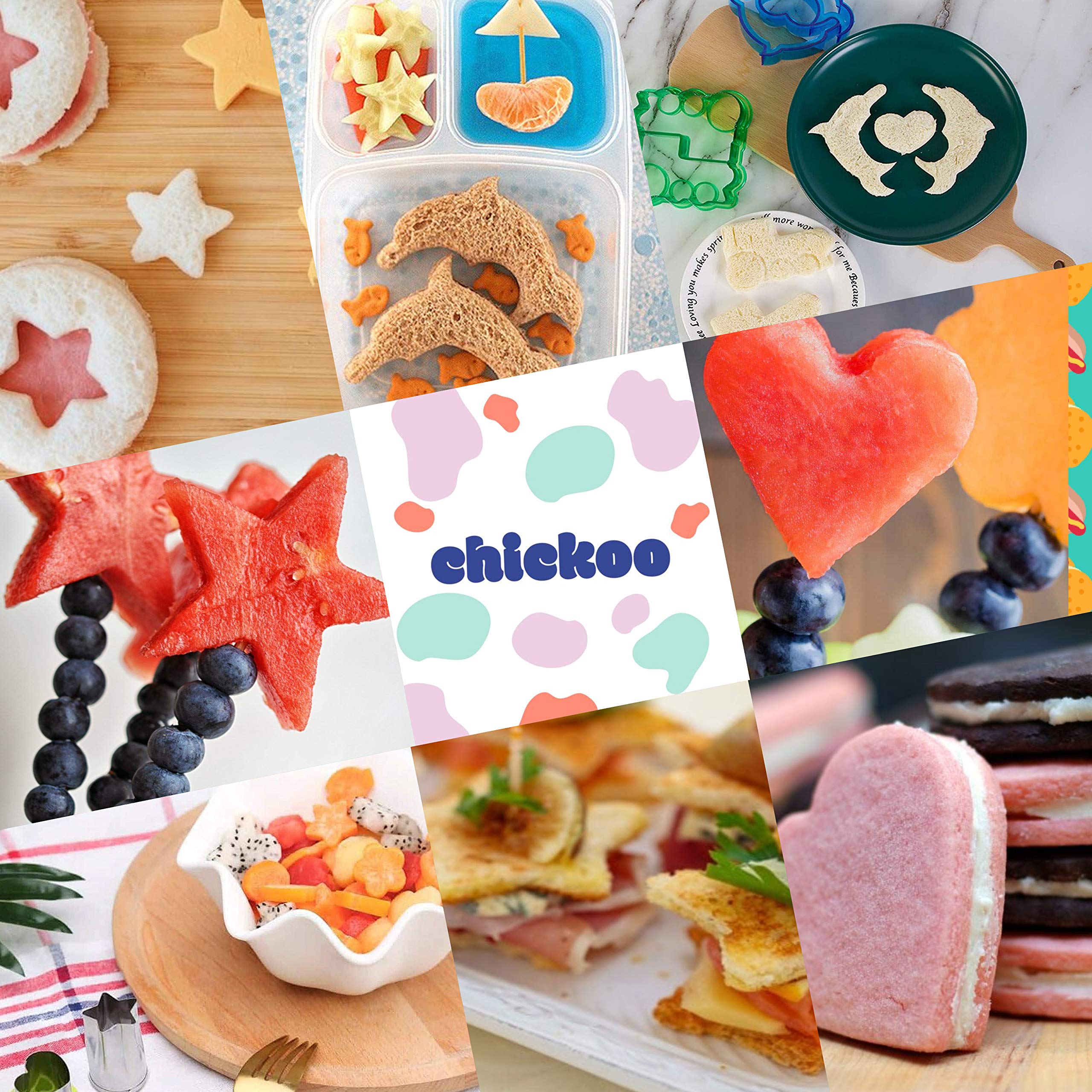 Chickoo 31pcs Sandwich Cutters for Kids Lunch - Turn Vegetables, Fruits, Cheese, Bread, Cakes, Cookies and Uncrustables Into Fun food - DIY add to Bento Box and Lunch Box for Toddlers Boys and Girls.