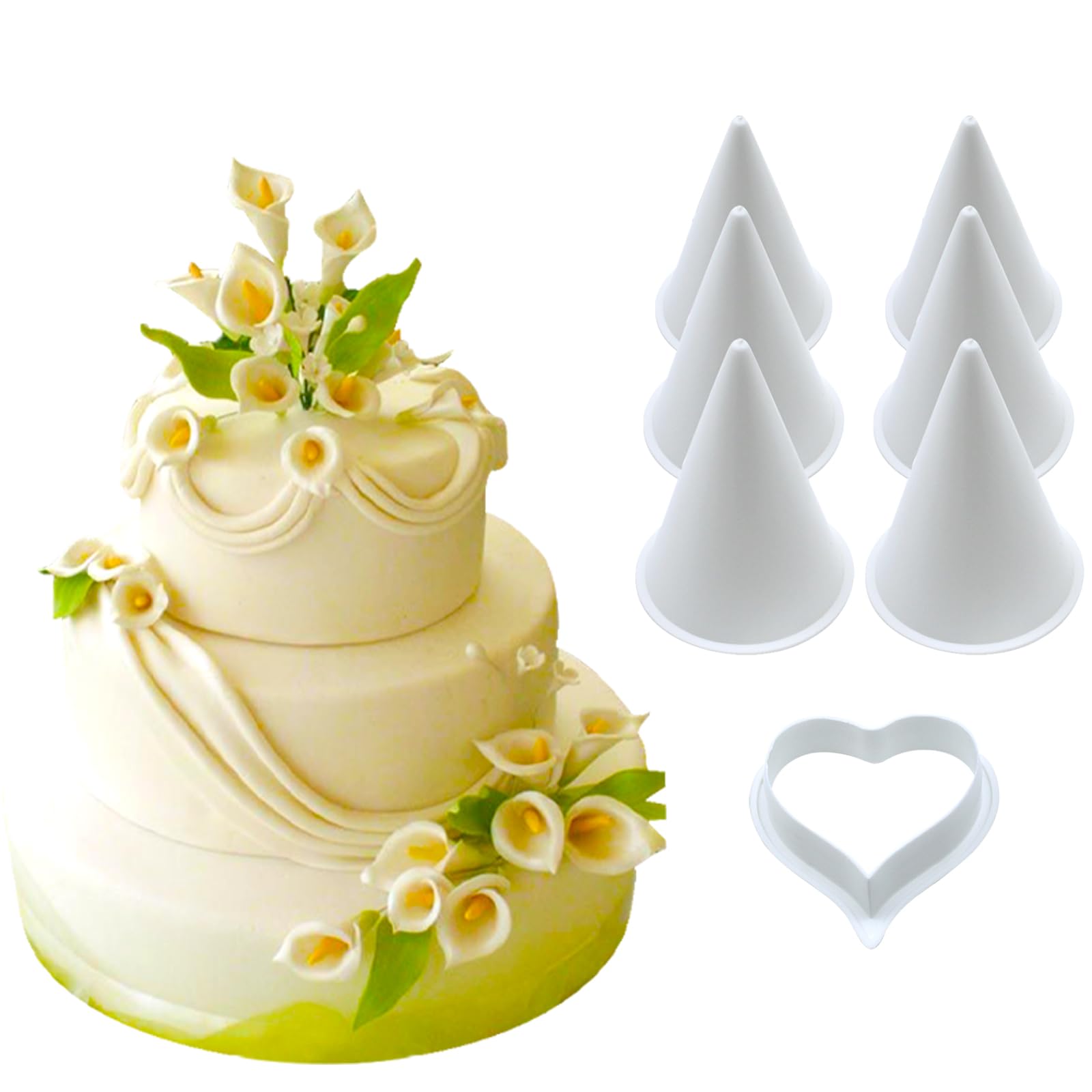 Joinor Cake Flower Calla Lily Former Cutter Sugarcraft Decorating Set of 7