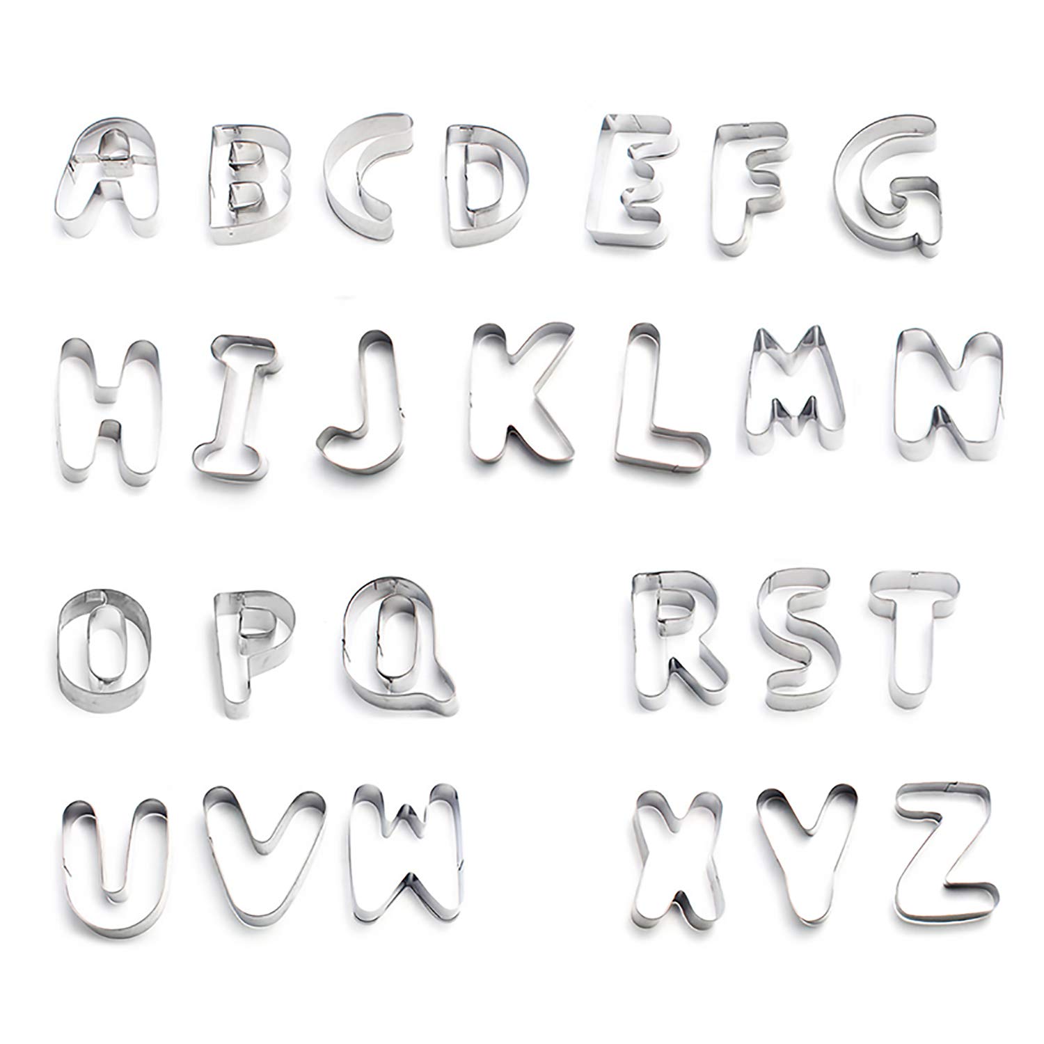 Alphabet Cookie Cutters Set, 26 Pcs Stainless Steel Large Mold Tools for Fondant Biscuit, Cake, Fruit, Vegetable, or Dough Cut (3 inch)