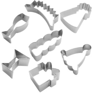 Birthday Party Series Cookie Cutters Set of 7 pcs, Stainless Steel Holiday Party Theme Cookie Cutters Fondant Baking Molds