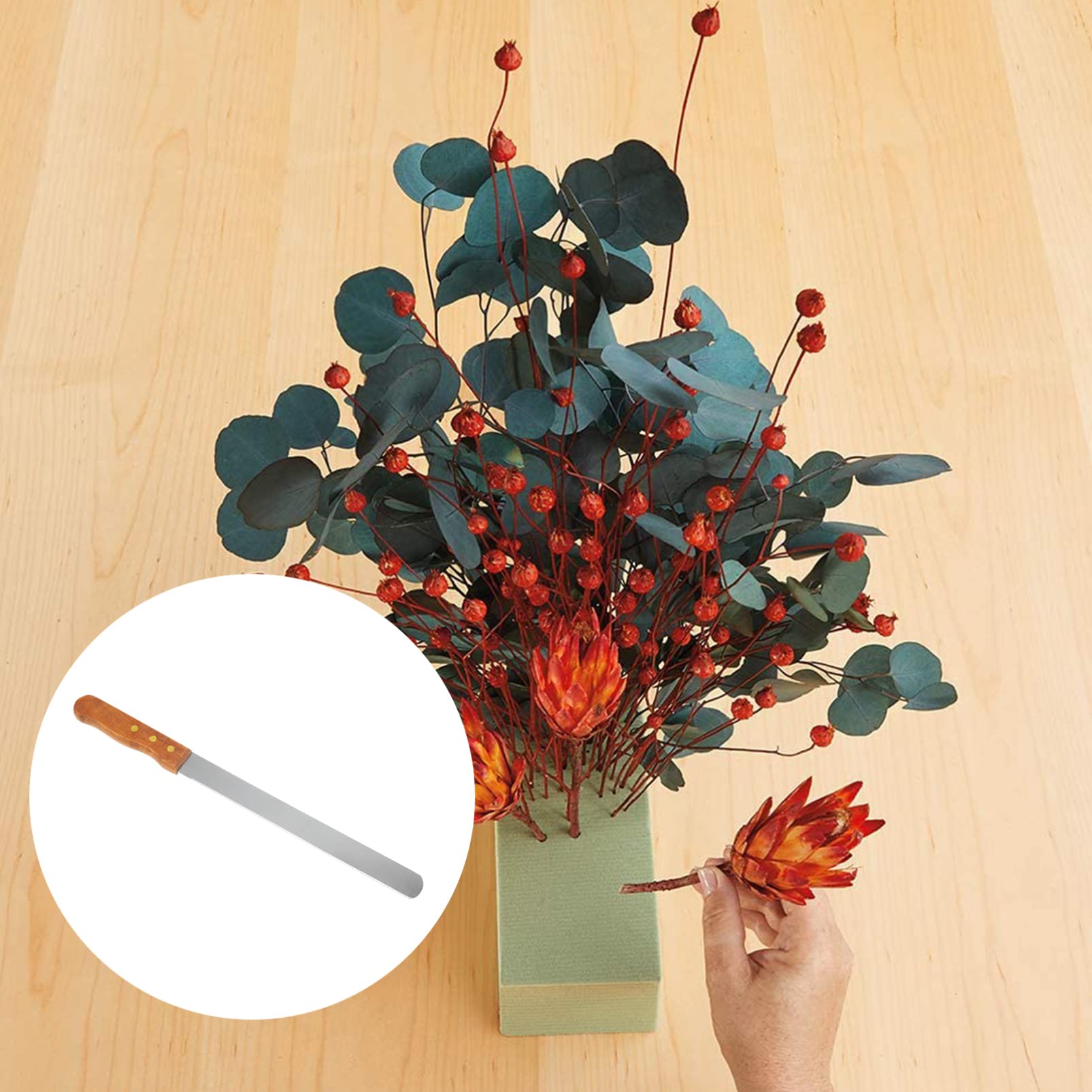 Florist Professional Knife Floral Foam Knife Foam Cutter Stainless Steel Flower Mud Cutting Tool with Wooden Handle Florist Accessory Cutter