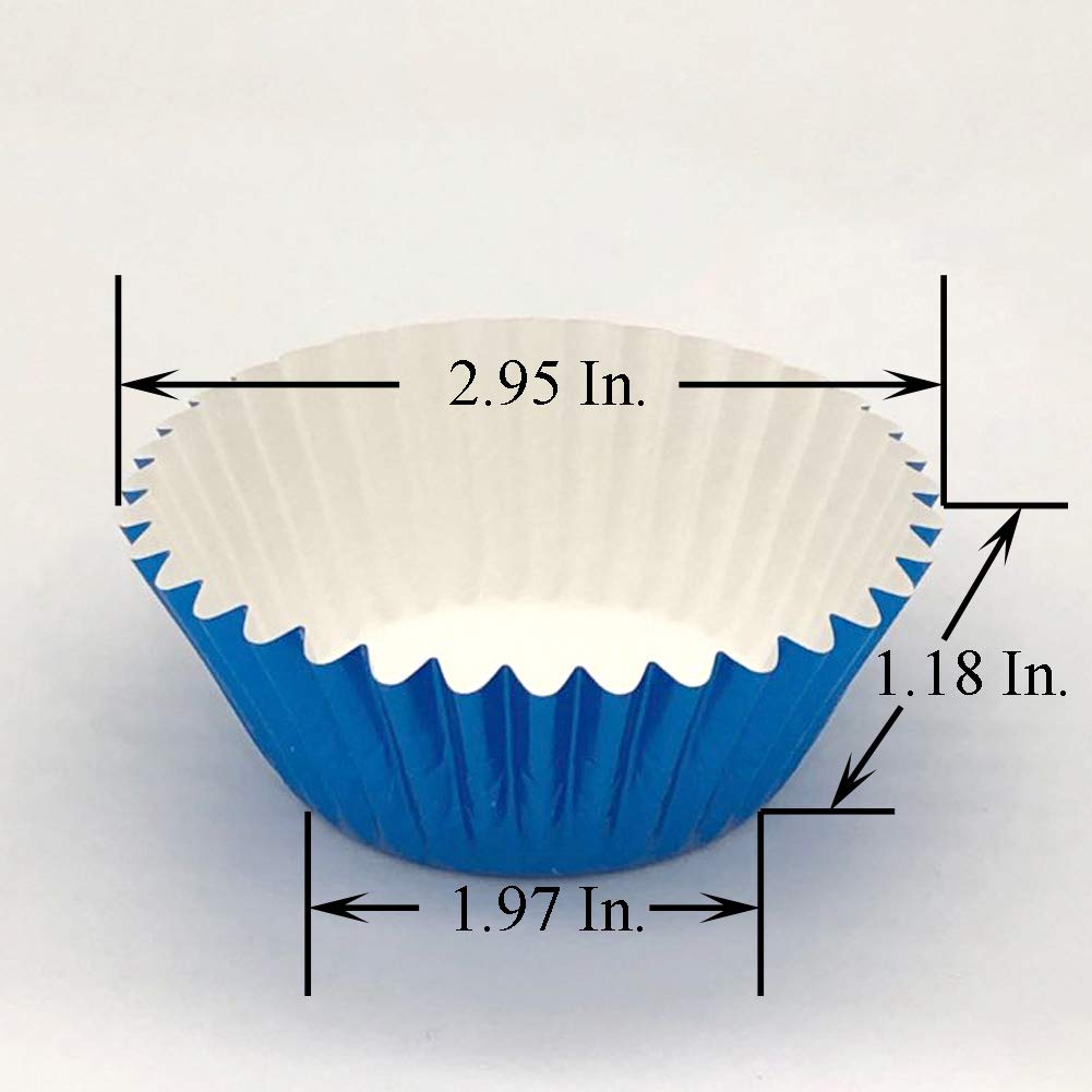 Huaswan Blue Foil Cupcake Liners Standard Paper Baking Cups for Party, Birthday and More, 240-Count