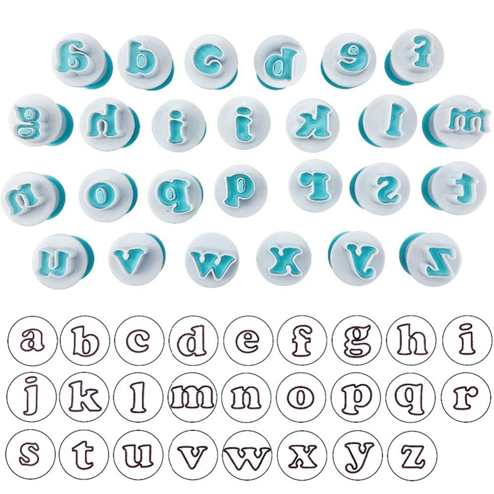 26pcs Letters Cookie Cutter Set- Cookie Stamps Press for Baking Fondant Cake Biscuit Mold DIY Cookie Decorating Supplies