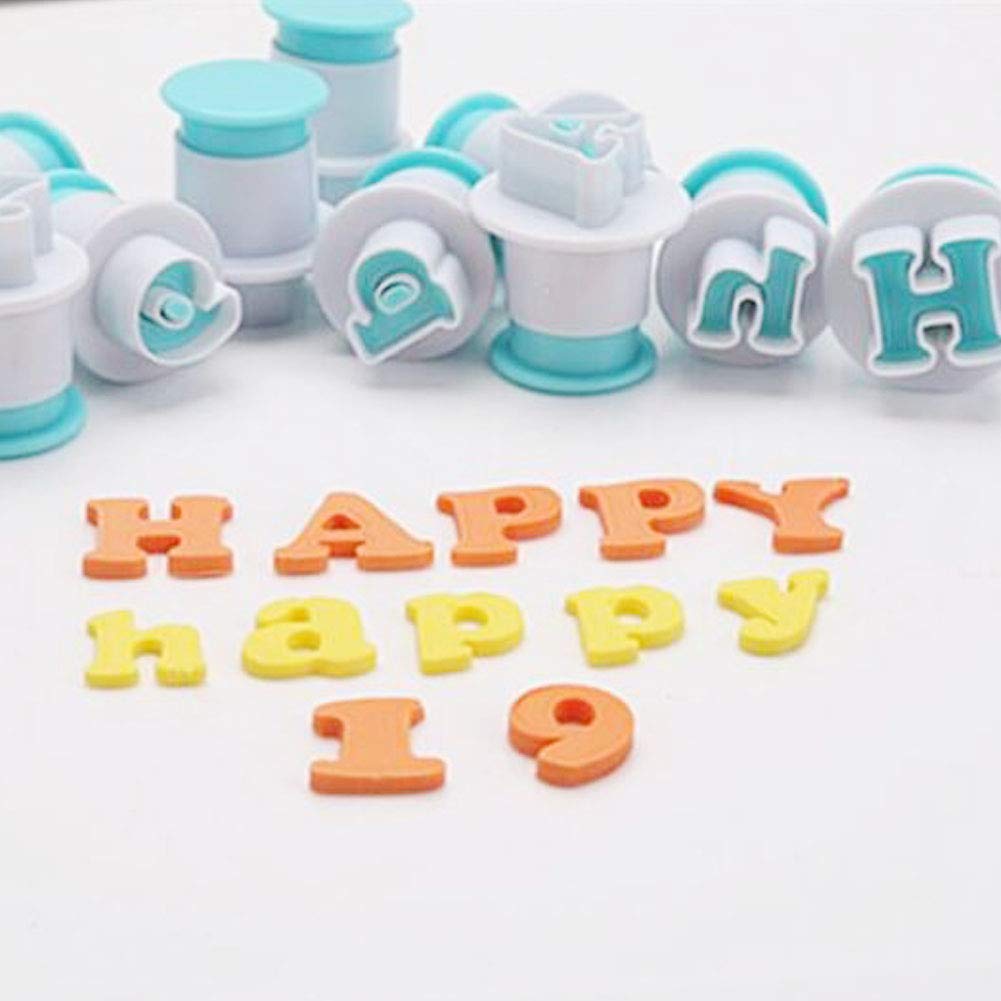 26pcs Letters Cookie Cutter Set- Cookie Stamps Press for Baking Fondant Cake Biscuit Mold DIY Cookie Decorating Supplies