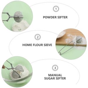 2Pcs Powdered Sugar Duster Flour Duster Wand for Baking Round Flour Sieve Strainer Colander Baking Straining for Sugar Flour and Spices