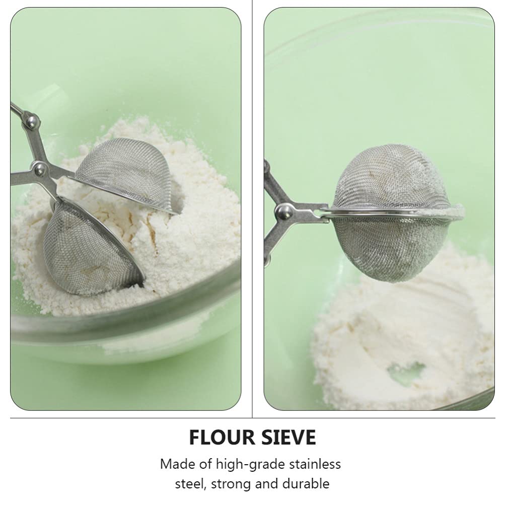 2Pcs Powdered Sugar Duster Flour Duster Wand for Baking Round Flour Sieve Strainer Colander Baking Straining for Sugar Flour and Spices