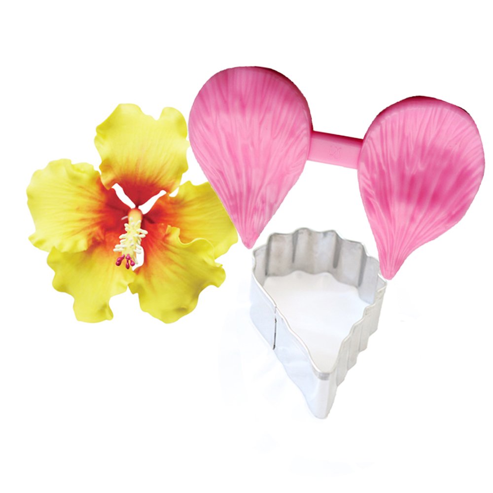 Carunke Gumpaste Hibiscus Petal Cutter & Veiner Set Fondant Cake Mould