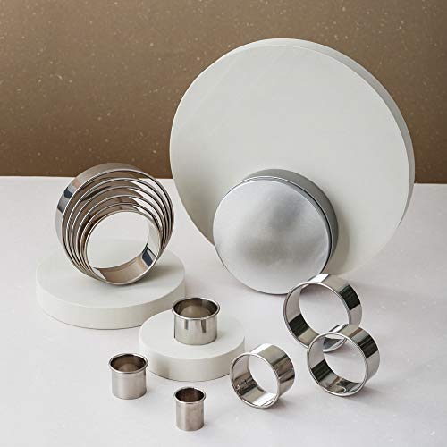 Beyond 280 Round Stainless Steel Big to Small Mini Circle Cookie Cutters for One-Bite Cookies, Cake Decor, Fondant Biscuit (12 Circles)