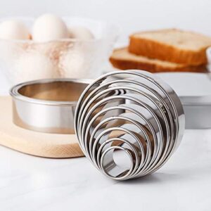 Beyond 280 Round Stainless Steel Big to Small Mini Circle Cookie Cutters for One-Bite Cookies, Cake Decor, Fondant Biscuit (12 Circles)