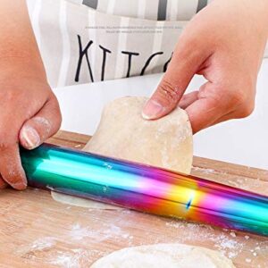 Meisha Stainless Steel Rolling Pin Rainbow Metal Non Stick Dough Roller for Baking Pizza Pastry Dough, Pie Crust & Cookie - Kitchen Cuisine Utensil Smooth Tools - 13 Inches