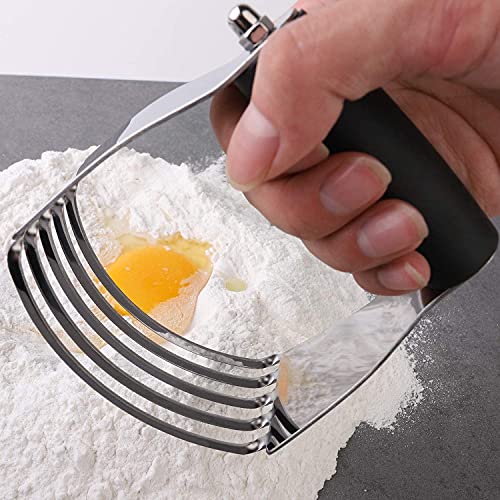 Pastry Cutter, Stainless Steel Dough Blender, Heavy Duty Pastry Blender and Dough Cutter with Blades for Butter, Pie Crust and Cake