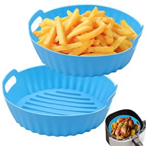 Woltechz 2 Pack Air Fryer Silicone Tray Liners - 1.5mm Thickness, Non-Stick, Heat Resistant, Time-Saving and Easy to Clean - Ideal for Cooking, Baking, and Grilling