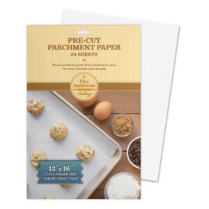 mrs. anderson’s baking non-stick pre-cut parchment paper sheets, 12 x 16-inches, 24 sheets