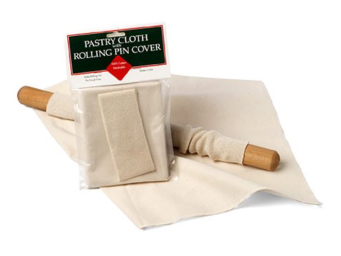 Kitchen Supply Unbleached Cotton Pastry Cloth and Rolling Pin Cover Set
