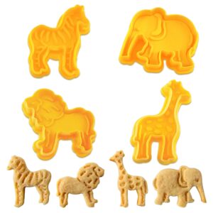 4-piece set animal cookie cutters | zoo animals cookie cutters | fondant cutters shapes | perfect for baking | elephant, giraffe, lion, zebra shapes cookie cutter | diy baking mold for kids