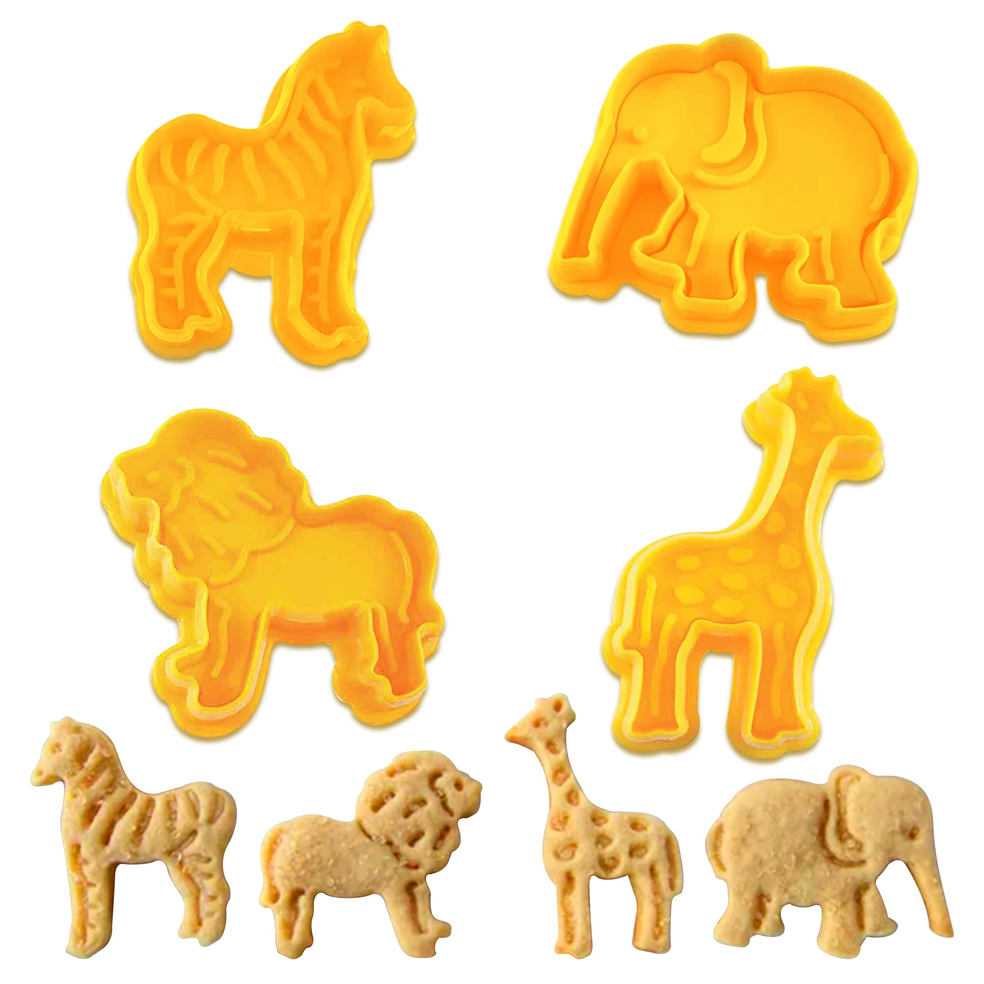 4-Piece Set Animal Cookie Cutters | Zoo Animals Cookie Cutters | Fondant Cutters Shapes | Perfect for Baking | Elephant, Giraffe, Lion, Zebra Shapes Cookie Cutter | DIY Baking Mold for Kids