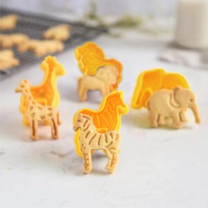 4-Piece Set Animal Cookie Cutters | Zoo Animals Cookie Cutters | Fondant Cutters Shapes | Perfect for Baking | Elephant, Giraffe, Lion, Zebra Shapes Cookie Cutter | DIY Baking Mold for Kids