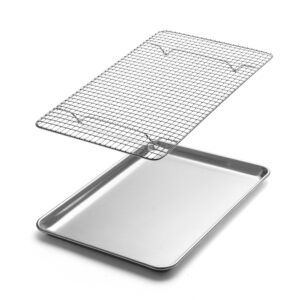 spring chef 10”x15” stainless steel cooling rack & aluminum baking pan bundle