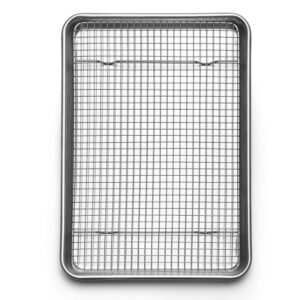 Spring Chef 10”x15” Stainless Steel Cooling Rack & Aluminum Baking Pan Bundle