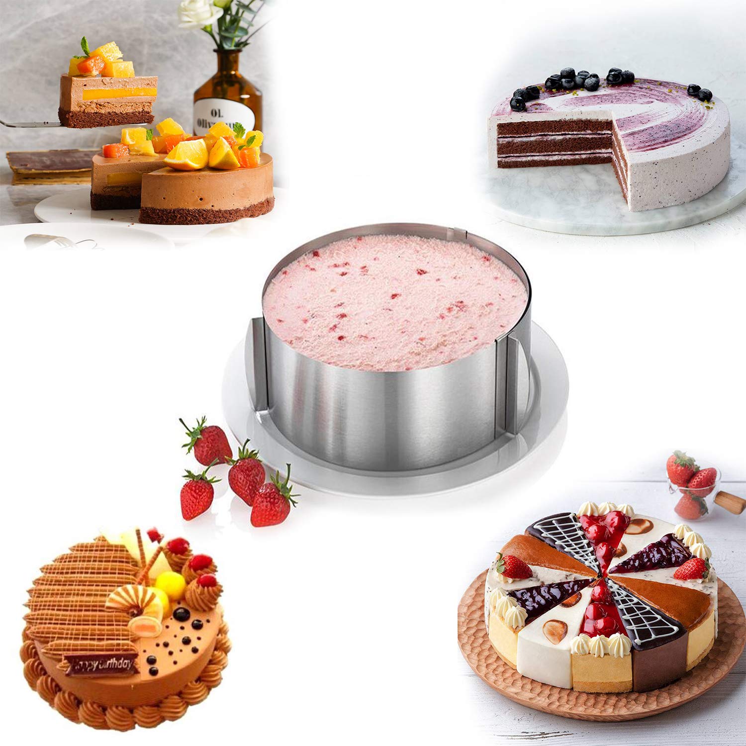 Uncle Jack Adjustable Cake Mousse Mould Stainless Steel 6 to12 Inch Cake Mold Ring Baking Décor