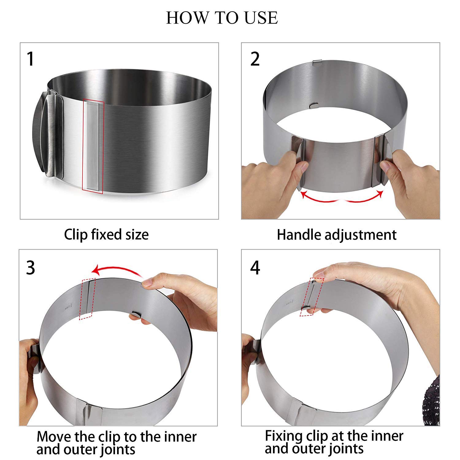 Uncle Jack Adjustable Cake Mousse Mould Stainless Steel 6 to12 Inch Cake Mold Ring Baking Décor