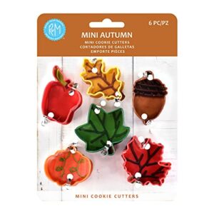 r&m international mini autumn leaf cookie cutters, apple, pumpkin, acorn, oak, ivy, maple, 6-piece set