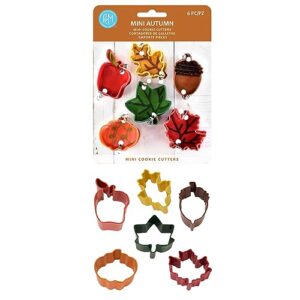 R&M International Mini Autumn Leaf Cookie Cutters, Apple, Pumpkin, Acorn, Oak, Ivy, Maple, 6-Piece Set