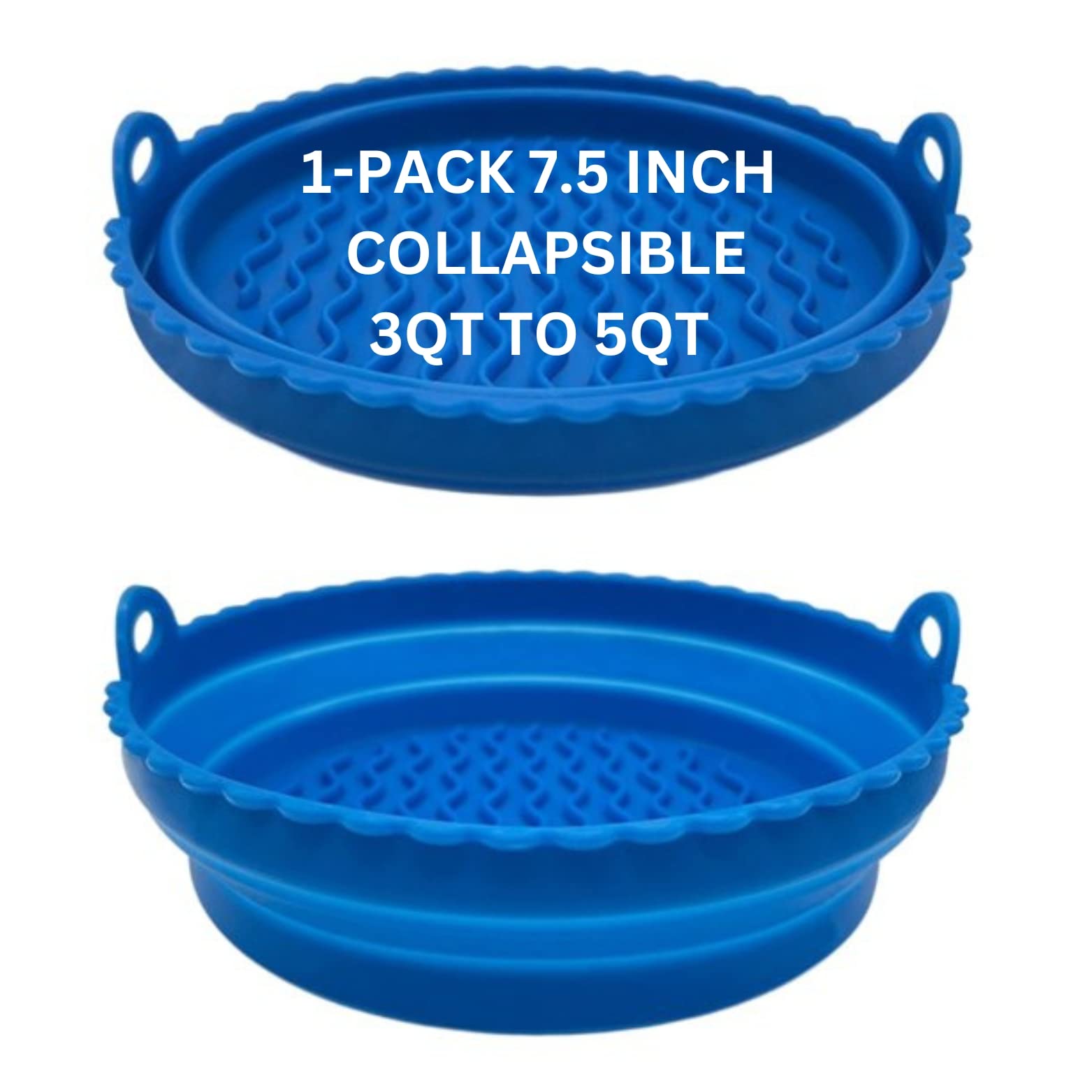 G3 Kitchenware 1-Pack Air Fryer Silicone Liners Foldable | Non-Stick Reusable Silicone Air Fryer Liners| Collapsible Air Fryer Silicone Pot Baking Tray Basket| 7.5 Inch, 3QT – 5QT (Blue)