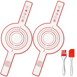 2 pcs silicone baking mats for dutch oven with silicone brushes sourdough sling bread with long handle non stick 0.7 mm thickened 8.3 inch reusable heat resistant bread mats for dough pastry, red